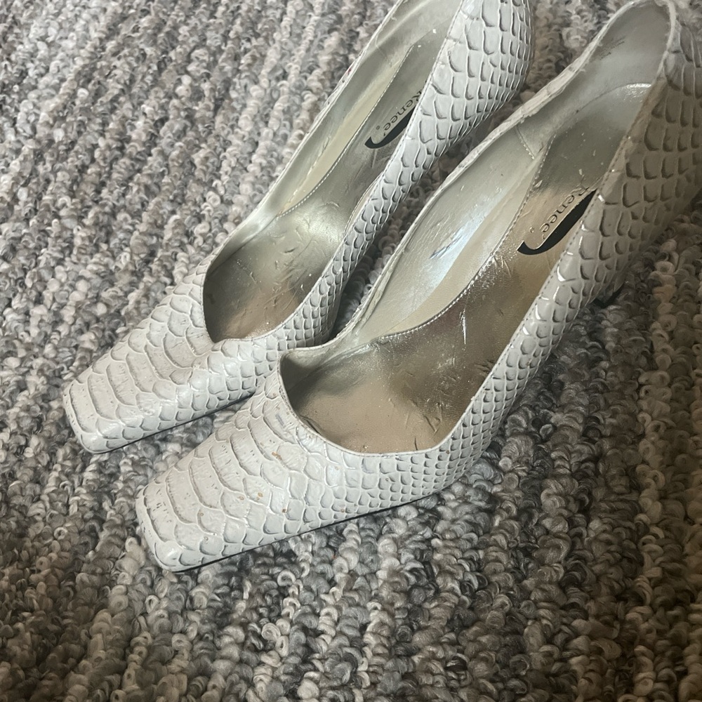 J.Renee White Textured Heels